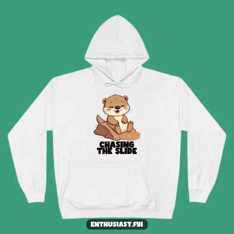Cozy Funny Otter Mud Slide Hoodie: Joyful Warmth, Comfortable Gift for Fun Lovers