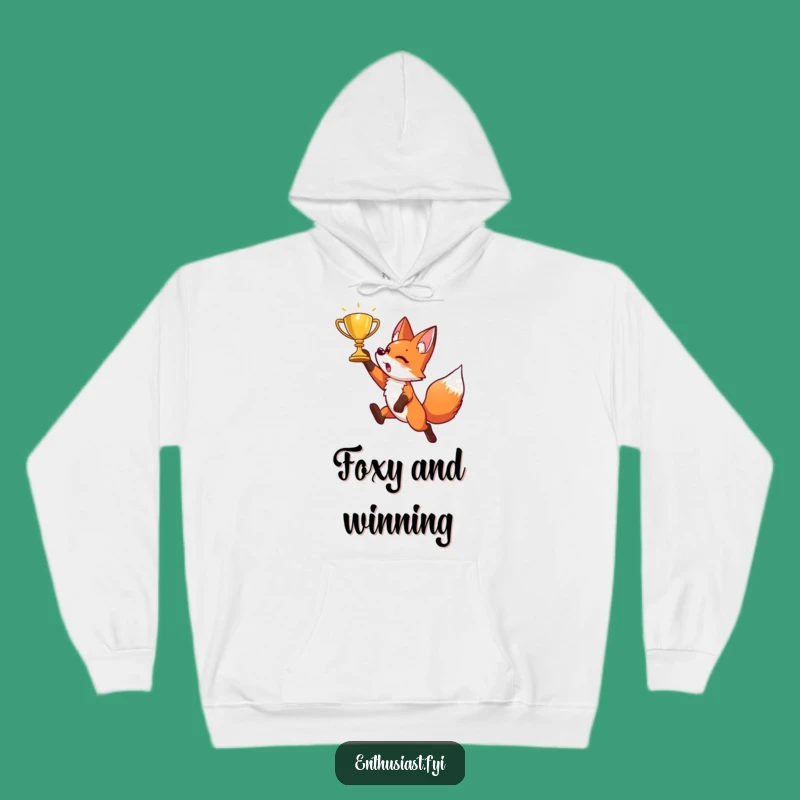 Funny Fox Hoodie: Stay Motivated with This Energetic Character's Trophy Chase