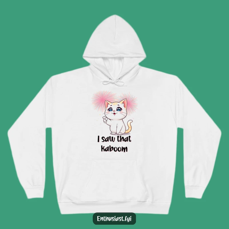 Funny Cat Fireworks Hoodie: Cozy & Sparkling Eyes: Ultimate Gift!
