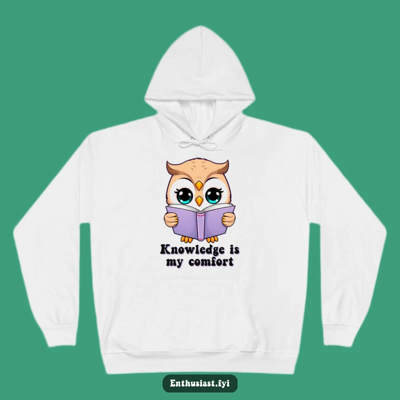 Cozy Funny Happy Owl Reading Hoodie: Wisdom and Warmth