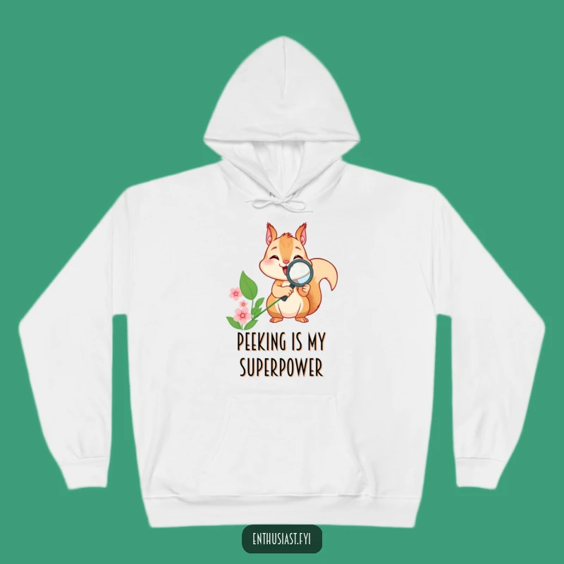 Funny Squirrel Magnifying Flower Hoodie - Cozy & Hilarious Nature Apparel