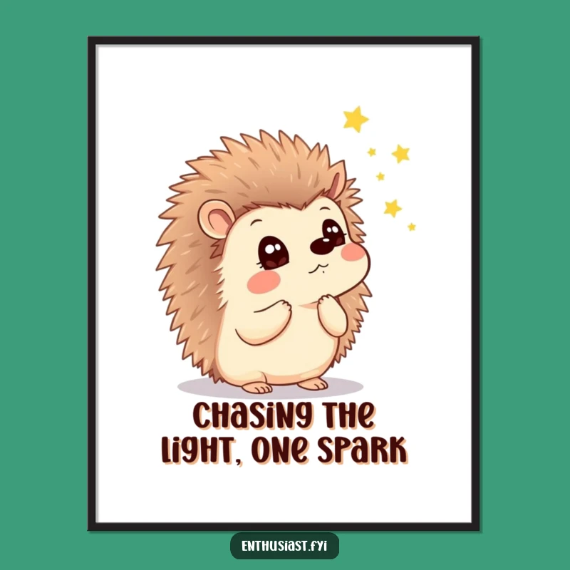 Funny Free Printable Wall Art: Thoughtful Hedgehog Fireflies - Enchanting Downloadable Decor