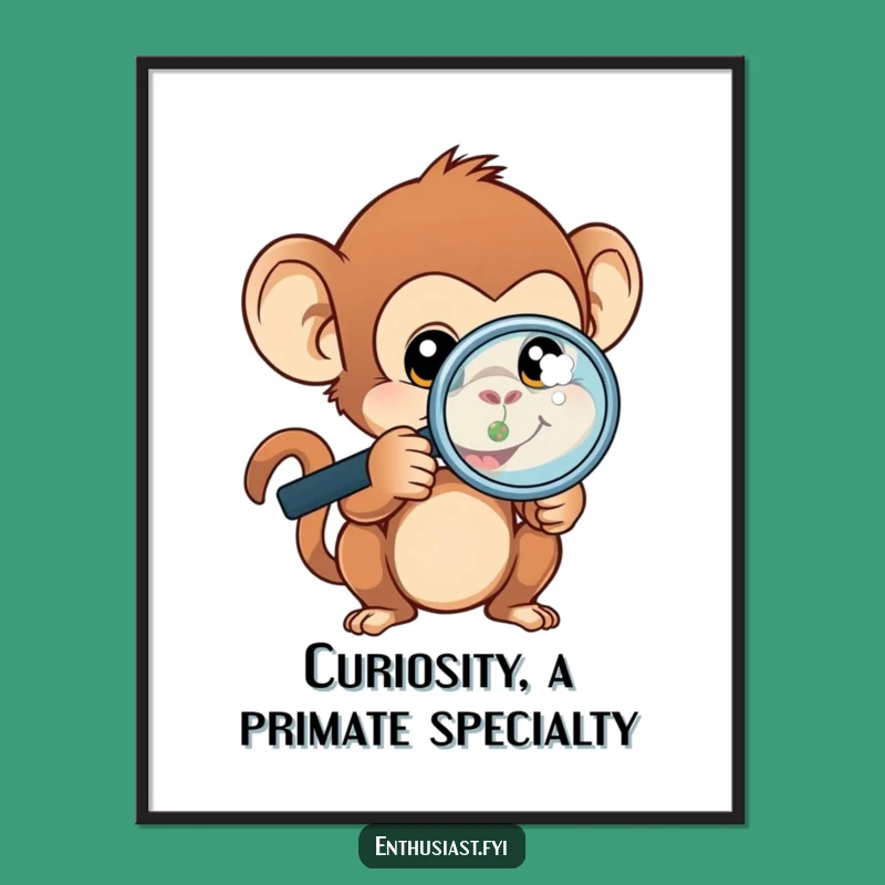 Free Printable Monkey Wall Art: Funny Curious Monkey, Detailed Decor Downloadable Art