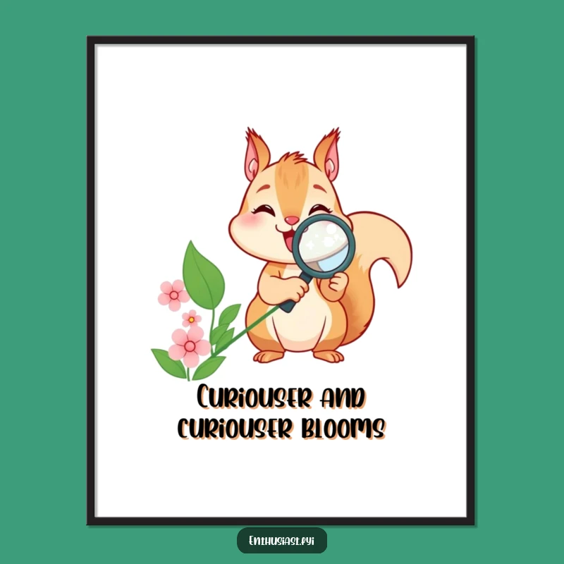 Free Printable Wall Art: Funny Squirrel Magnifying Flower - Quirky DIY Decor