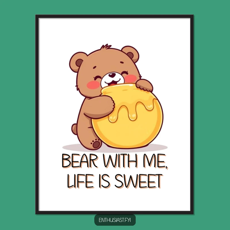 Free Printable Bear Art: Funny Honey Pot Downloadable Wall Decor