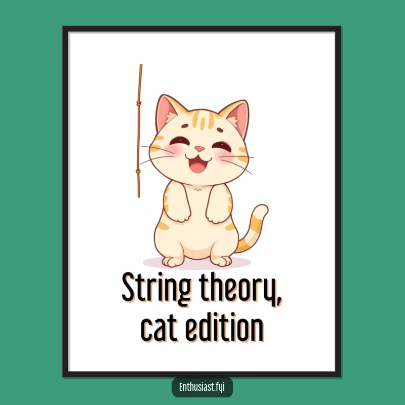 Free Printable Wall Art: Cheerful Cat's String Play Humorous Downloadable Art