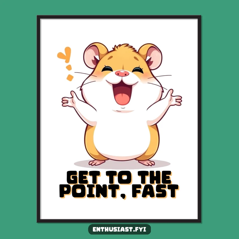 Free Printable Wall Art: Passionate Hamster Explaining - Funny DIY Downloadable Decor