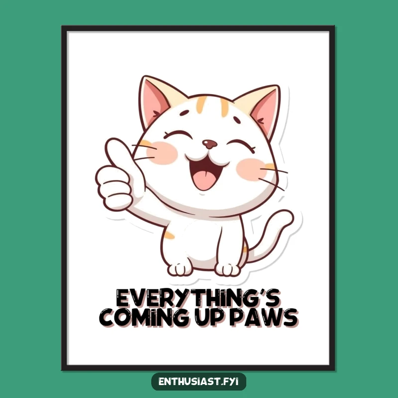 Funny Free Printable Wall Art: Cat Thumbs Up Downloadable Art