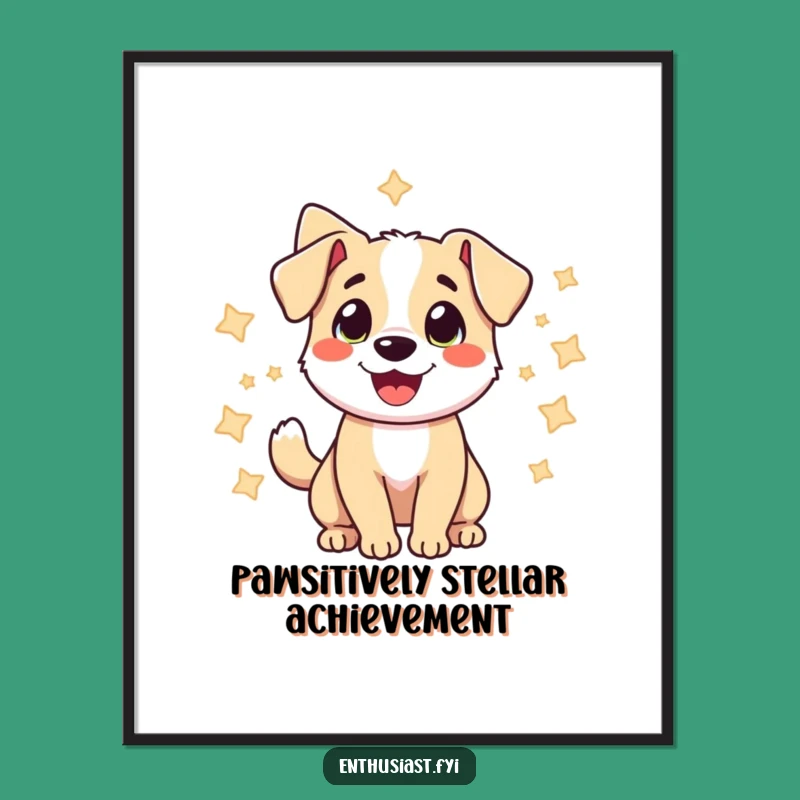 Funny Free Printable Wall Art: Cheerful Dog Stars Downloadable Art