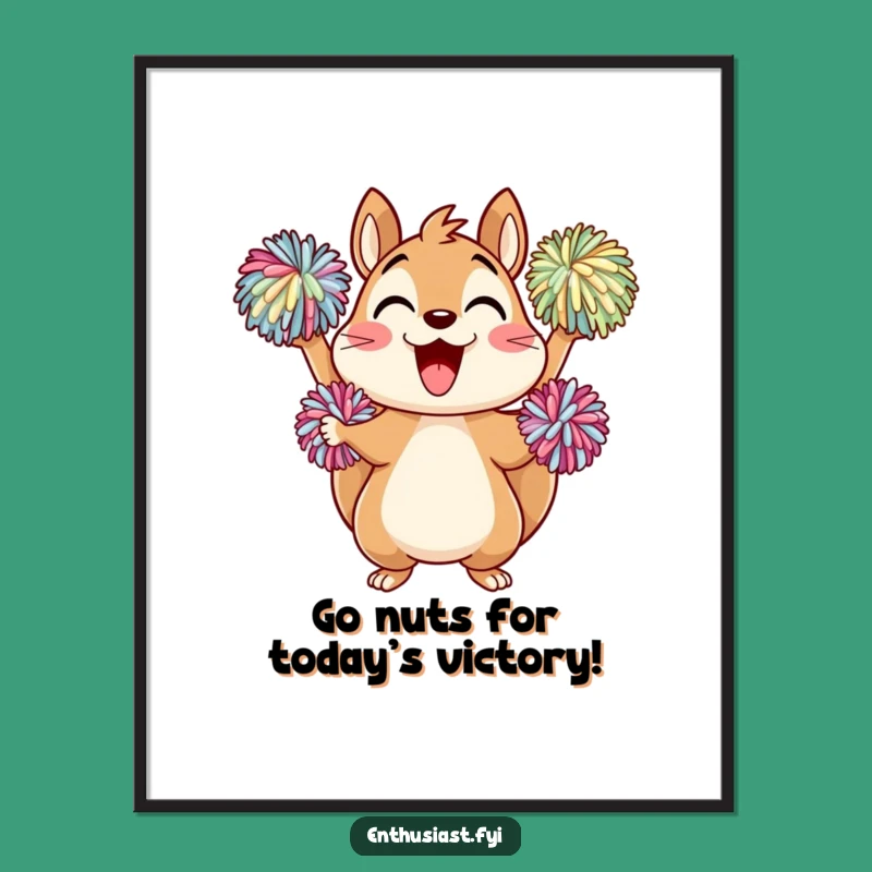 Funny Free Printable Wall Art: Cheerful Squirrel, Energetic Downloadable Decor