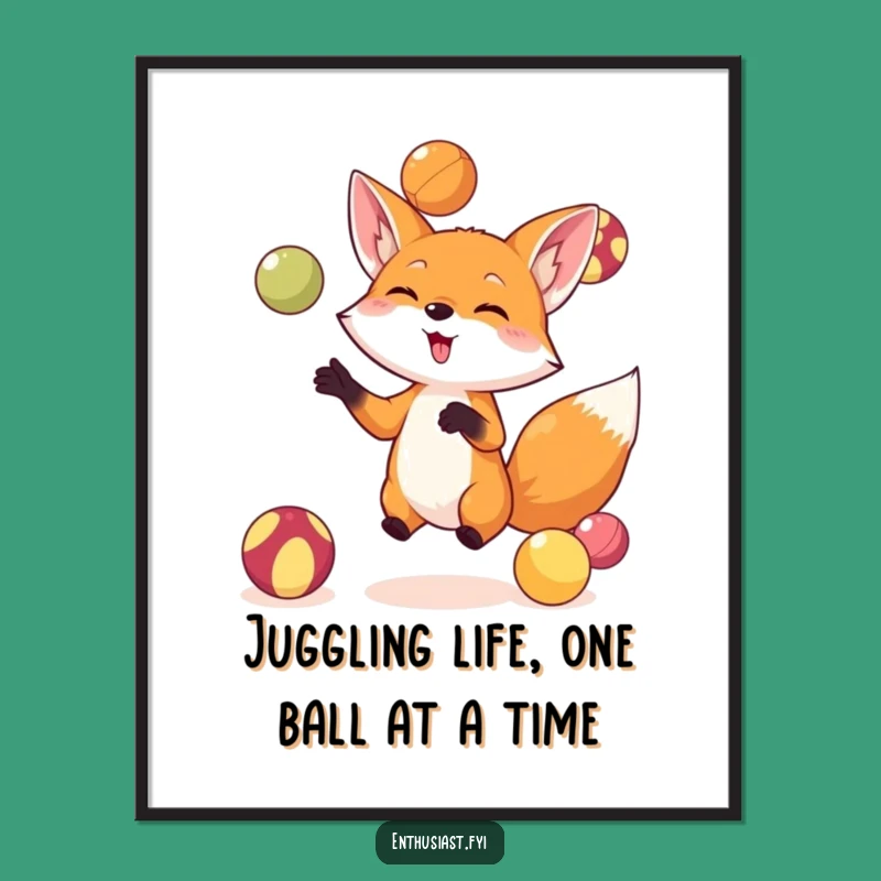 Free Printable Fox Juggling Wall Art: Hilarious Downloadable Decor for Playful Spaces