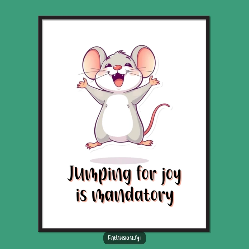 Free Printable Wall Art: Funny Jumping Mouse, Energetic Decor, Downloadable Art