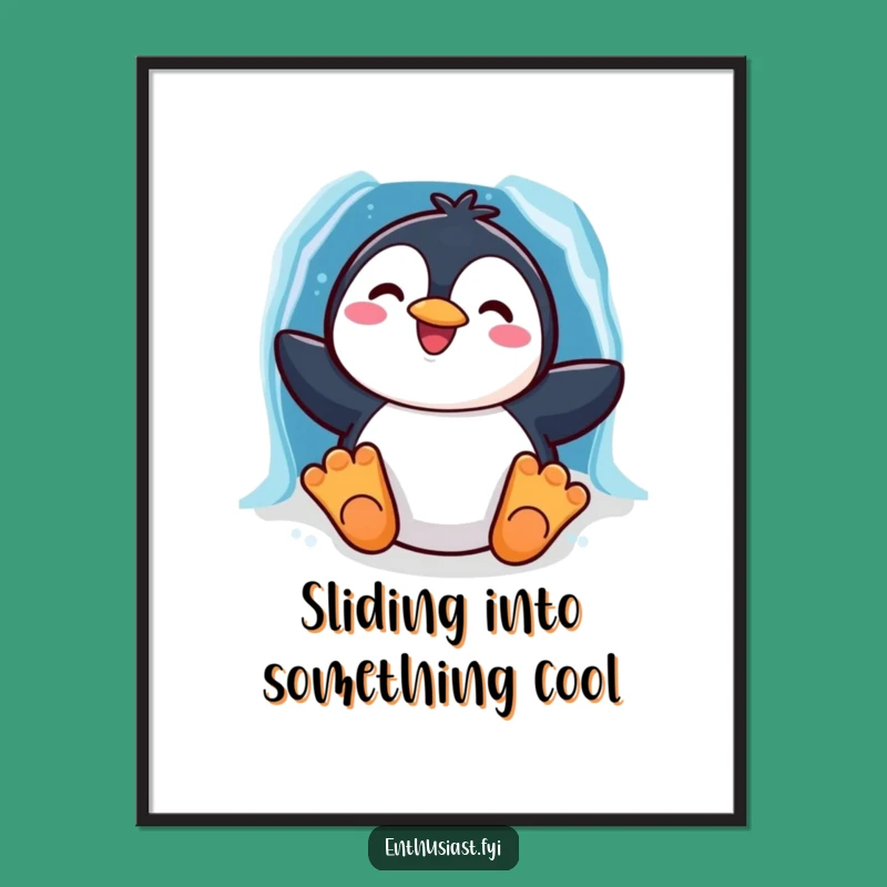 Free Printable Wall Art: Cheerful Penguin Rainbow Slide Art