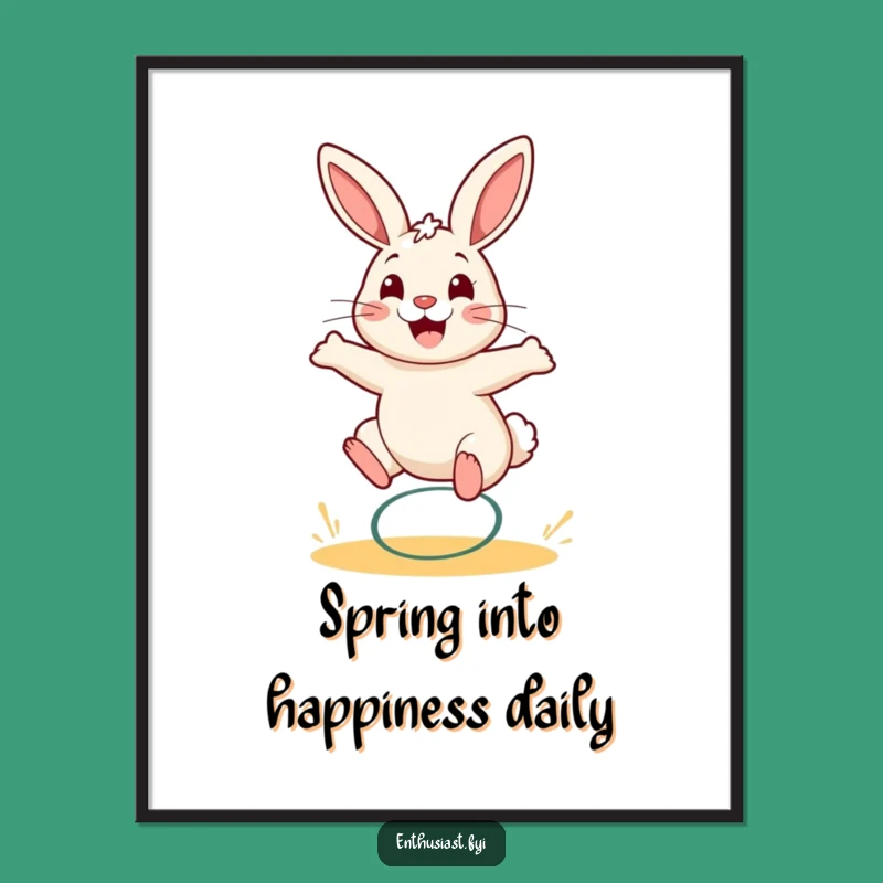 Free Printable Wall Art: Funny Bouncing Rabbit, Cheerful Spring Vibe, Downloadable Home Decor
