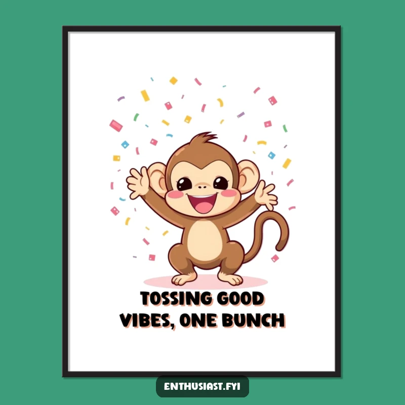 Funny Free Printable Wall Art: Monkey Throws Confetti for a Vibrant Home Addition