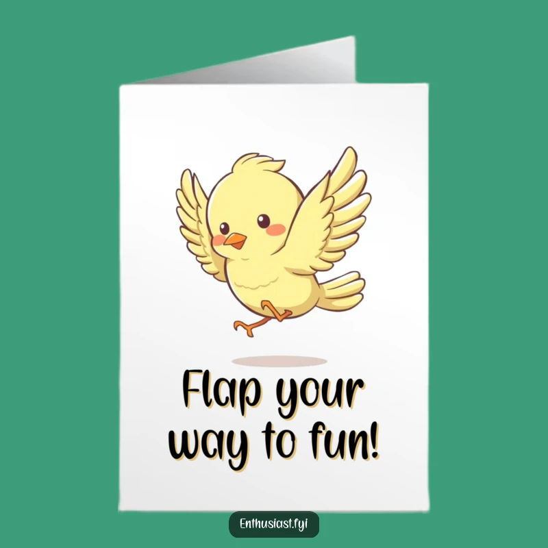 Free Printable Birthday Card: Funny Bird Flapping Wings for a Joyful Celebration
