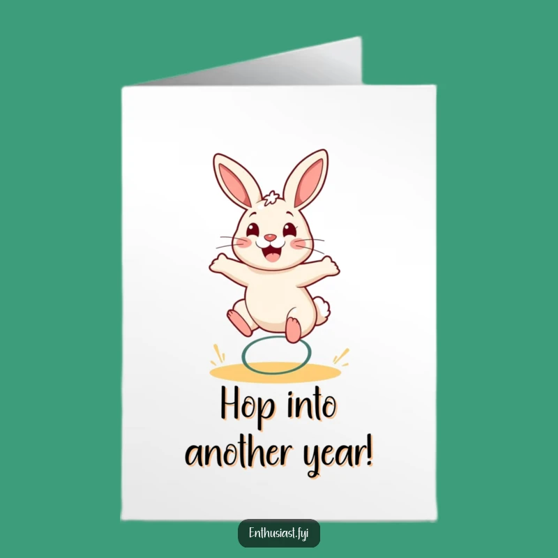 Free Printable Birthday Card: Funny Bouncing Rabbit, Cheerful Spring Animal, Downloadable Gift