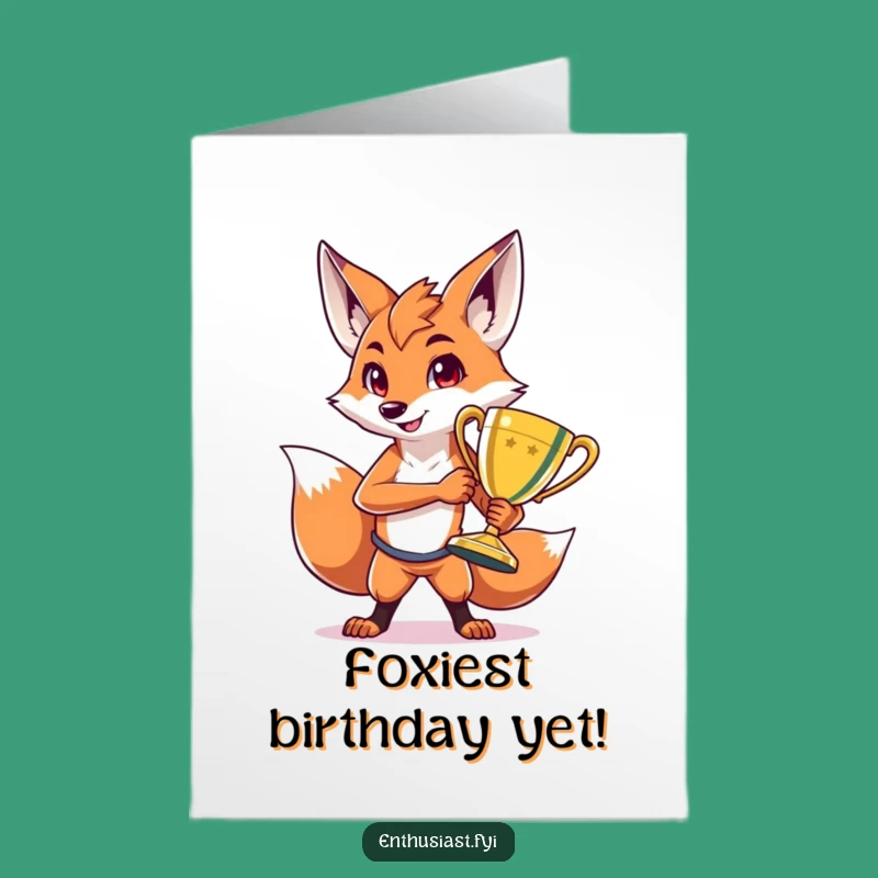 Free Printable Fox Birthday Card: Funny Trophy Winner Design, Downloadable Gift