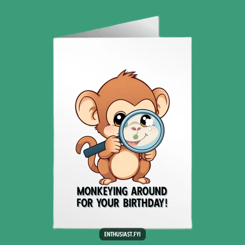 Free Printable Monkey Birthday Card: Funny Curious Monkey Greeting Downloadable Gift