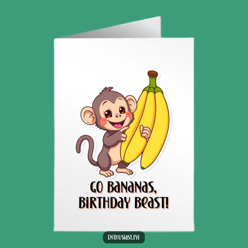 Free Printable Monkey Birthday Card: Funny Banana Wish Downloadable Gift