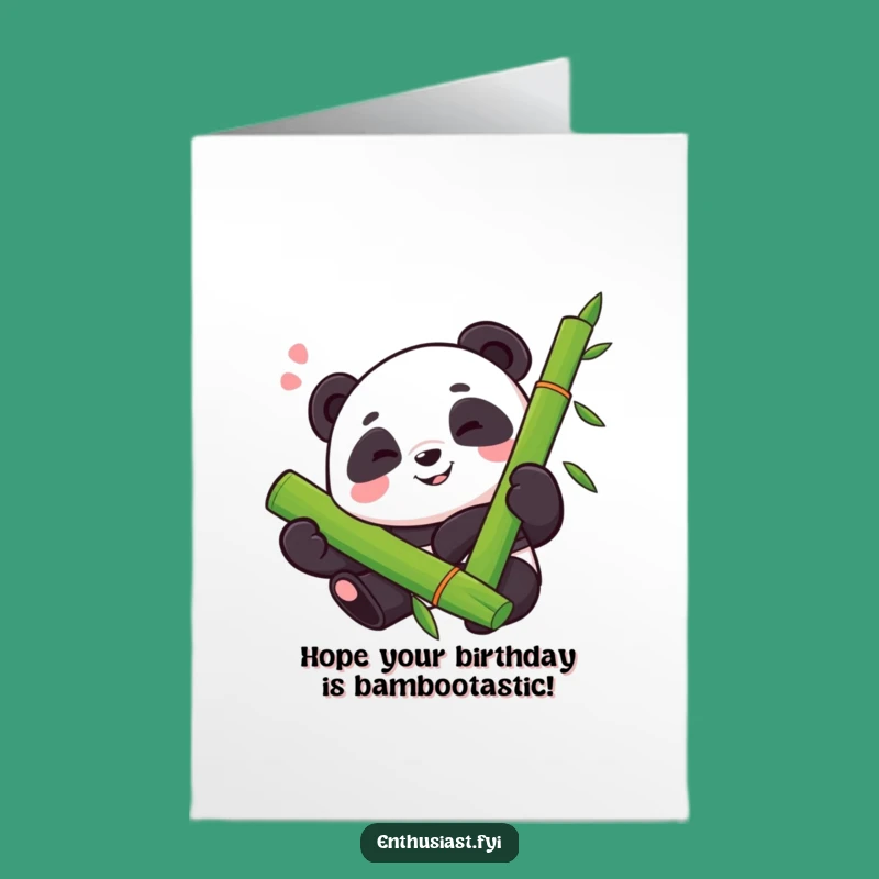 Free Printable Birthday Card: Proud Panda Hugging Bamboo - Funny Panda Downloadable Gift