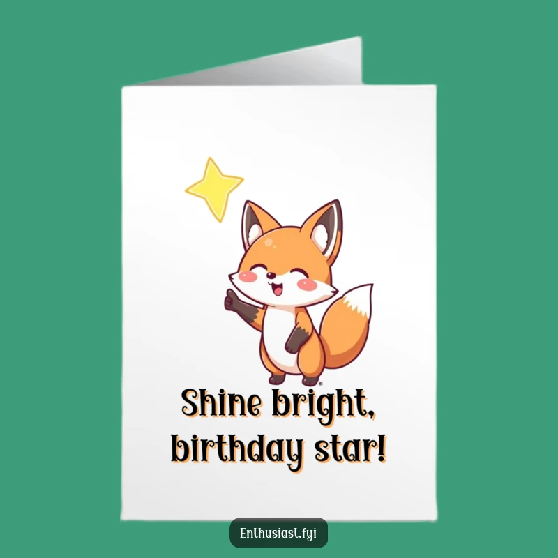 Free Printable Fox Birthday Card: Funny Star Wish Downloadable Gift for Friends