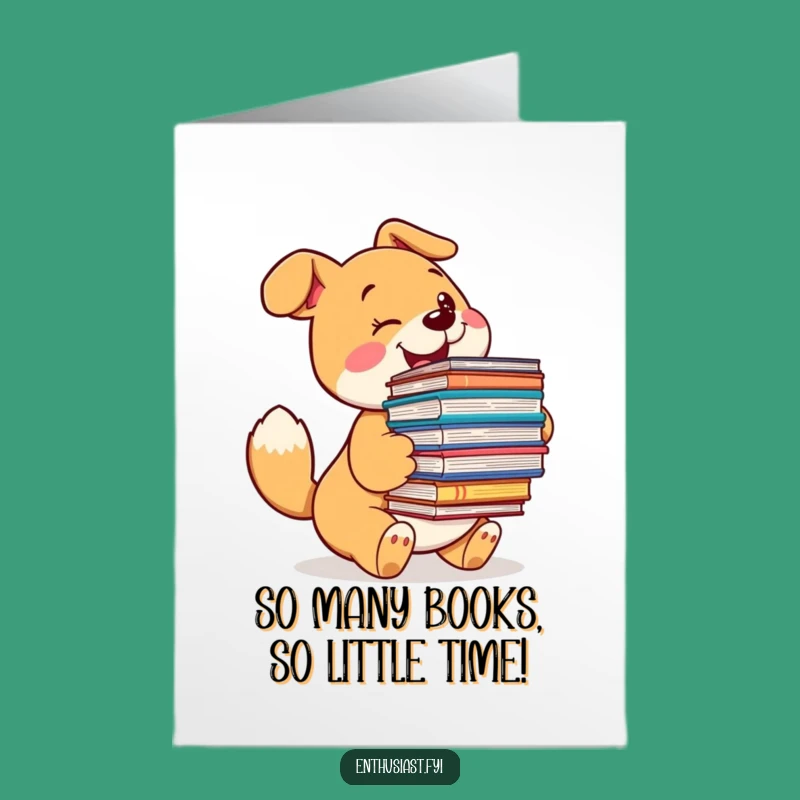 Free Printable Dog Birthday Card: Funny Bookworm Pup Dog Greeting Downloadable Gift