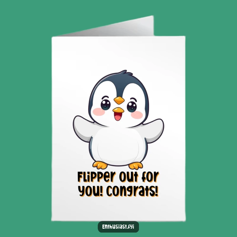 Free Printable Congrats Card: Penguin Cheers with Flippers for Your Amazing Success!