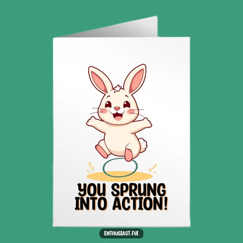Free Printable Congrats Card: Cheerful Rabbit Springing with Joy, Funny Downloadable Gift