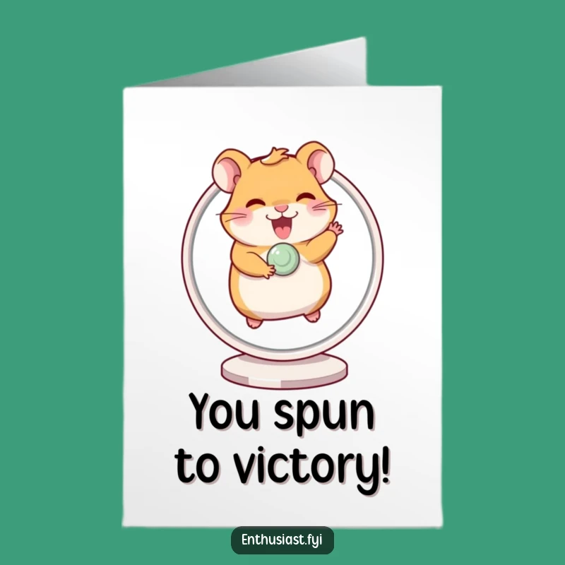 Free Printable Congrats Card: Hamster Wheel Fun - Energetic Downloadable Greeting