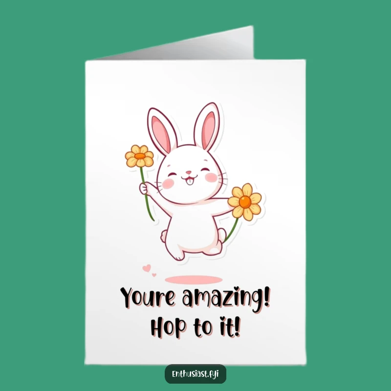 Free Printable Congrats Card: Joyful Rabbit - Perfect Funny Downloadable Achievement Gift!