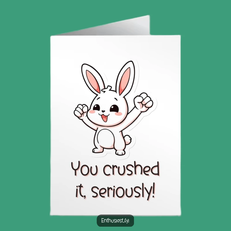 Free Printable Congrats Card: Motivated Rabbit Fist Pump Funny Downloadable Gift
