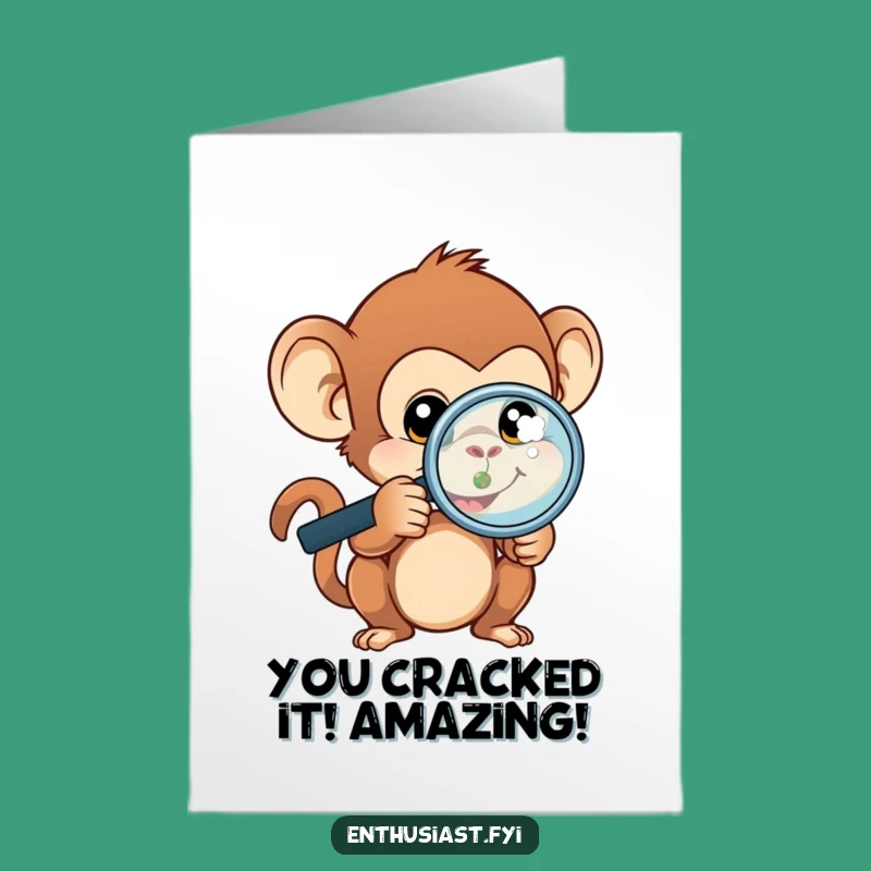 Free Printable Monkey Congrats Card: Funny Curious Monkey, Discovery Downloadable Gift