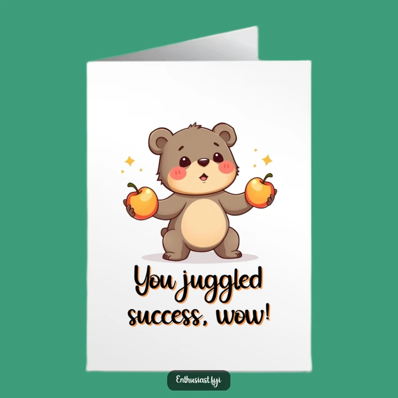 Free Printable Congrats Card: Bear Cub's Apple Act, Funny Achievement Gift