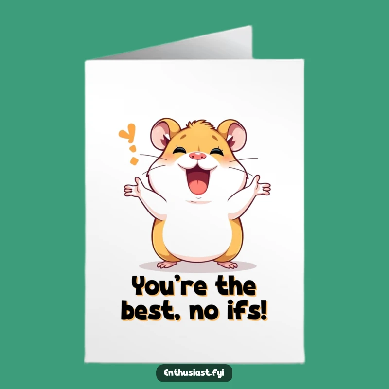 Free Printable Congrats Card: Passionate Hamster Explaining Success For a Joyful Celebration