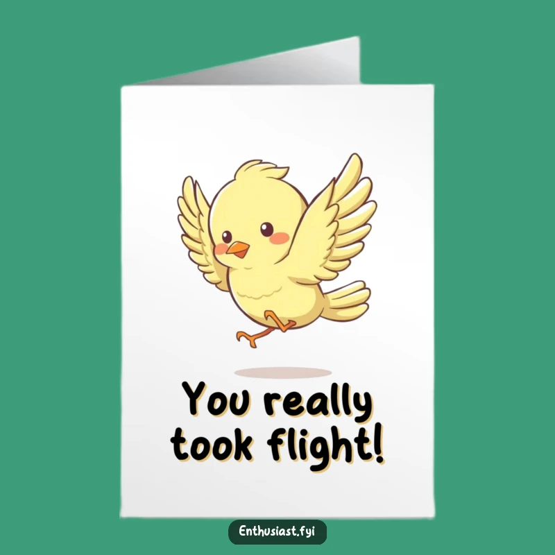 Free Printable Congrats Card: Energetic Bird Wings Flapping for Your Big Achievement