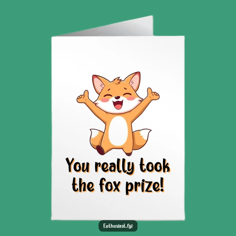 Free Printable Congratulations Card: Excited Fox, Perfect Downloadable Gift