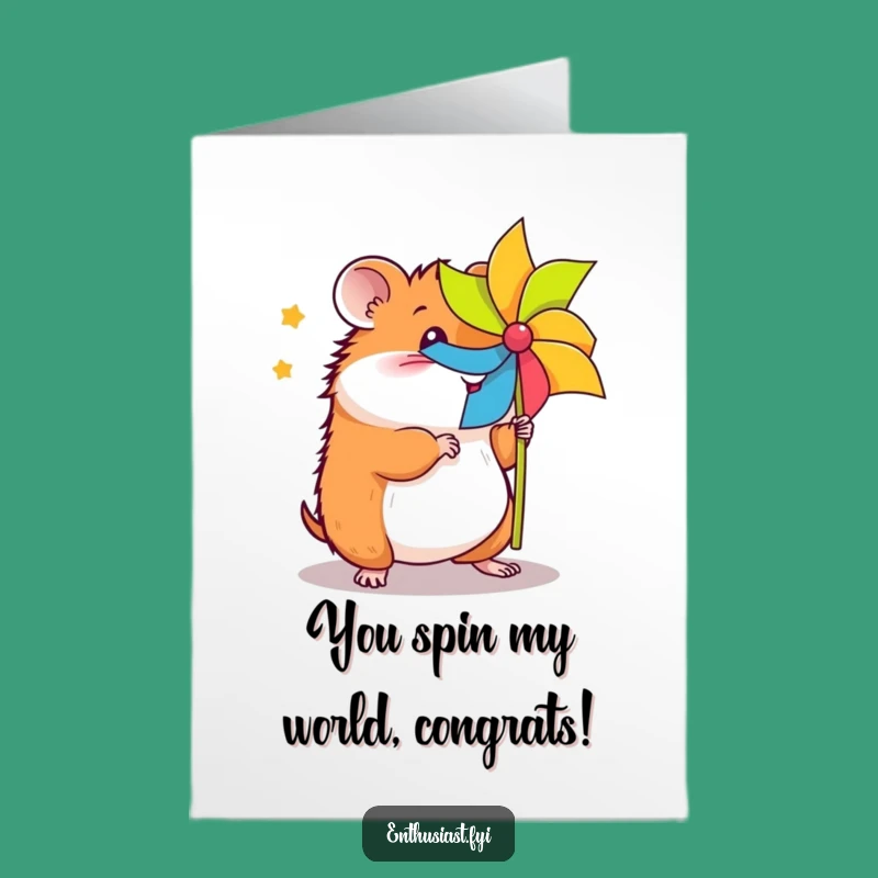 Free Printable Hamster Card: Energetic Spinner Congrats Funny Downloadable Gift