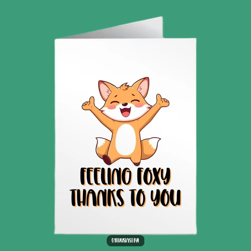 Amusing Free Printable Thank You Card: Joyful Fox, Downloadable Gift
