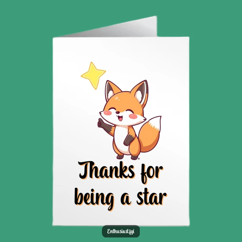 Free Printable Fox Thank You Card: Grateful Star Gesture Downloadable Gift