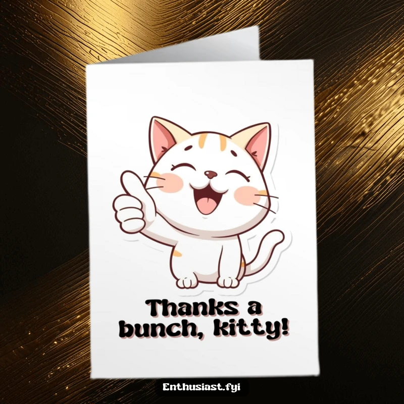 Funny Free Printable Thank You Card: A happy cat giving a big thumbs-up to express gratitude.