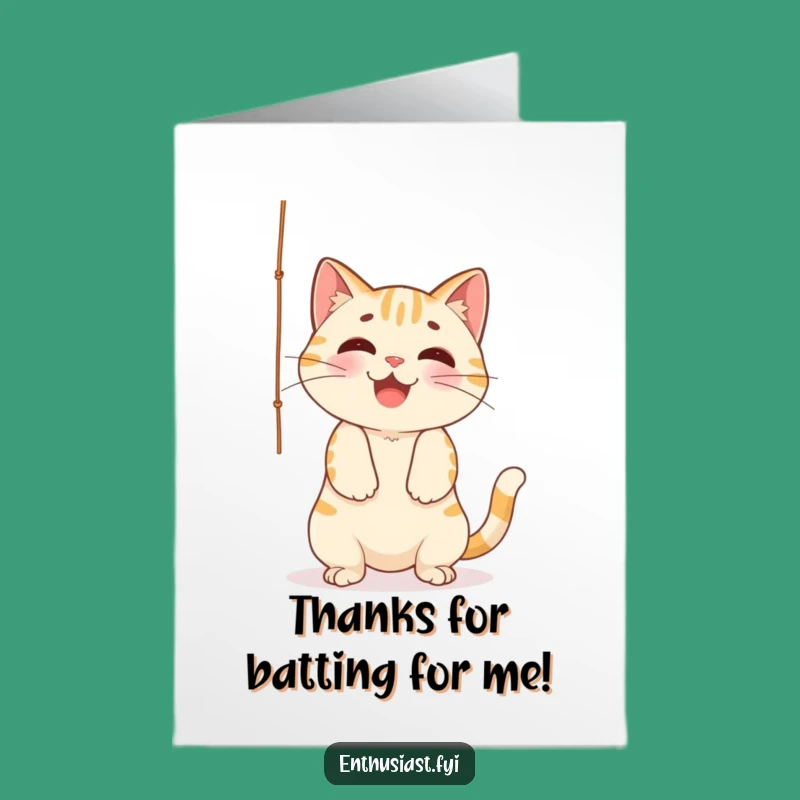 Free Printable Thank You Card: Cheerful Cat's String Antics Humorous Downloadable Gift