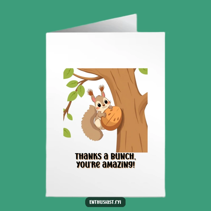 Free Printable Thank You Card: Grateful Squirrel and Gigantic Nut Downloadable