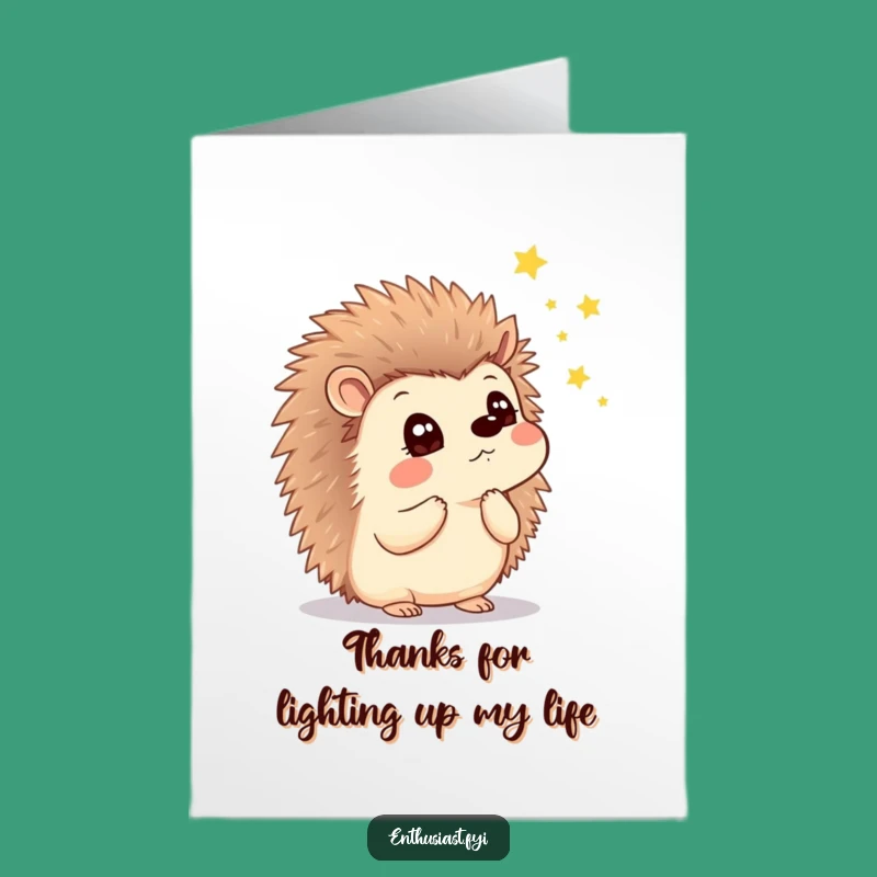 Free Printable Thank You Card: Hedgehog Fireflies - Grateful Downloadable Gift