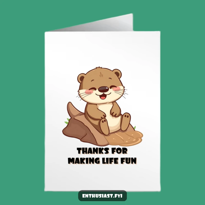 Free Printable Thank You Card: Otter Sliding - Grateful Downloadable Gift