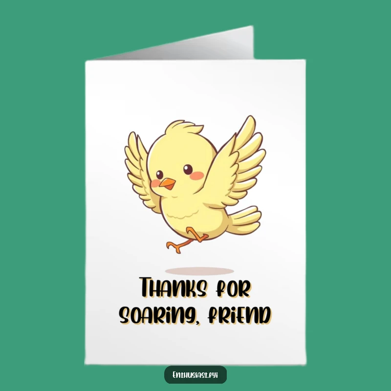 Free Printable Thank You Card: Energetic Bird Flapping Wings to Show Appreciation