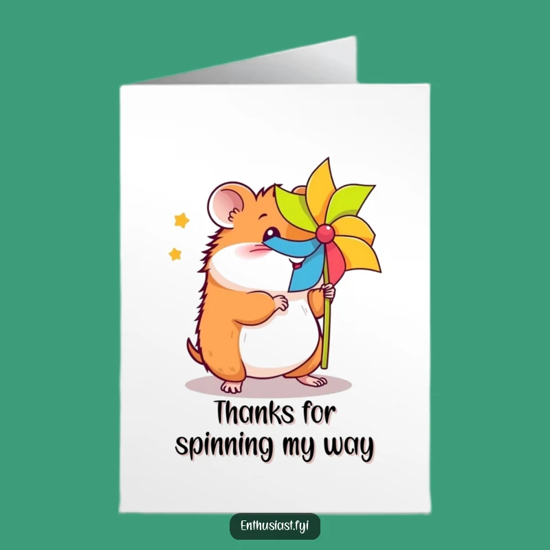 Free Printable Hamster Thank You Card: Energetic Spinner Funny Downloadable Gift