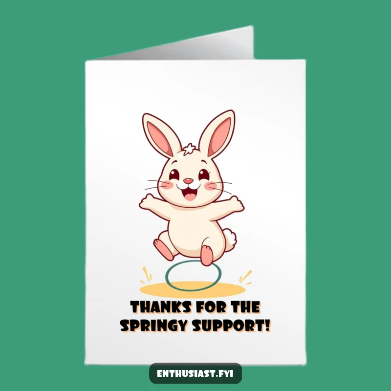 Free Printable Thank You Card: Grateful Rabbit Bouncing, Funny Downloadable Expression of Thanks
