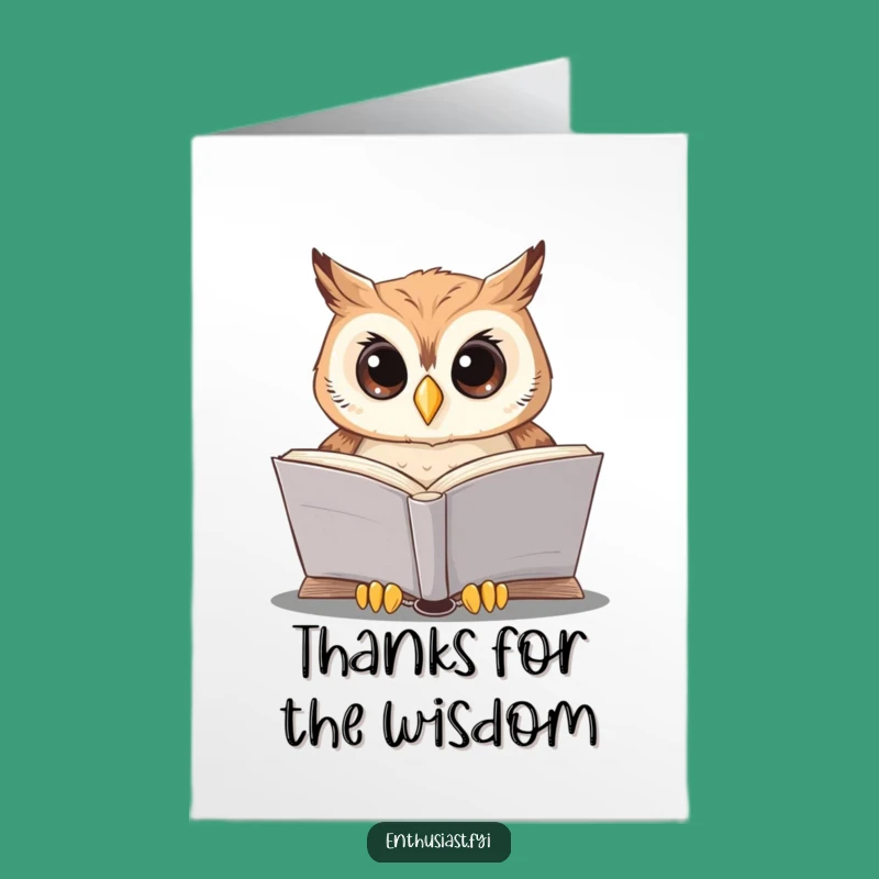 Free Printable Owl Thank You Card: Wise Reader Funny Downloadable Gift