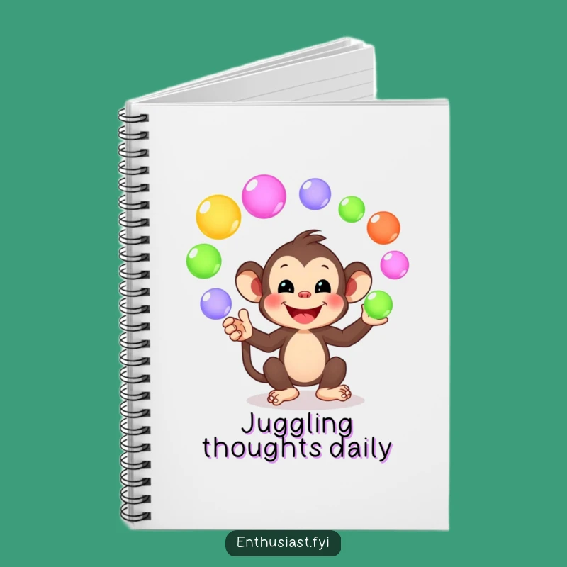 Funny Monkey Juggling Notebook - Journal Your Playful Thoughts Gift